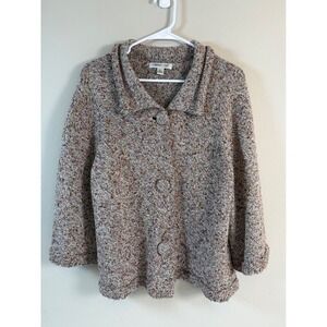 Coldwater Creek Speckled Knit Cardigan Sweater XL 3/4 Sleeve Boho Cottagecore
